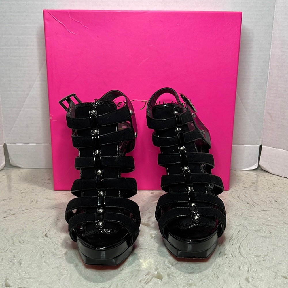 Betsey Johnson Studded Platform Cage Sandals